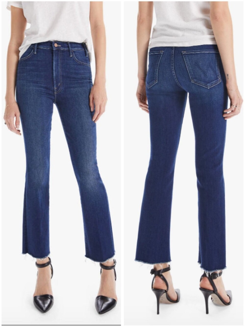 Mother The Hustler Ankle Fray Jean 28 High Rise Blue Stretch Denim Home Movies